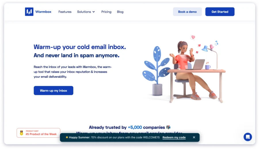 Warmbox is a Lemwarm alternative that uses AI to create highly personalized warm up emails.