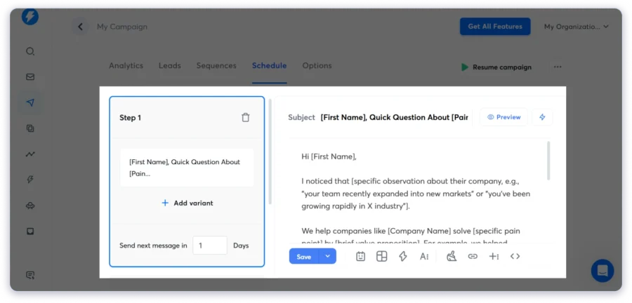 Instantly Email Sequence