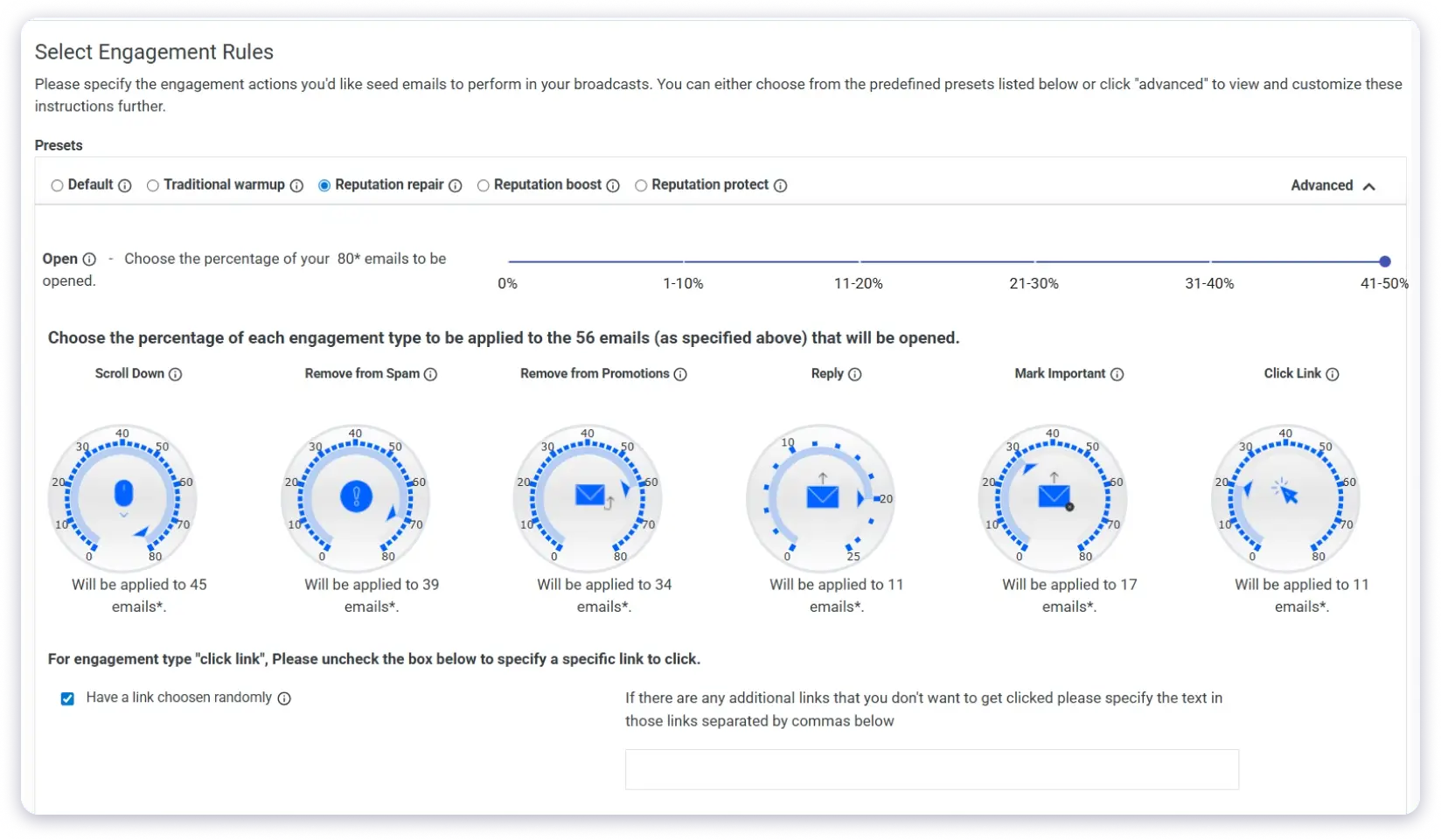 You can customize how InboxAlly interacts with your warm-up emails.