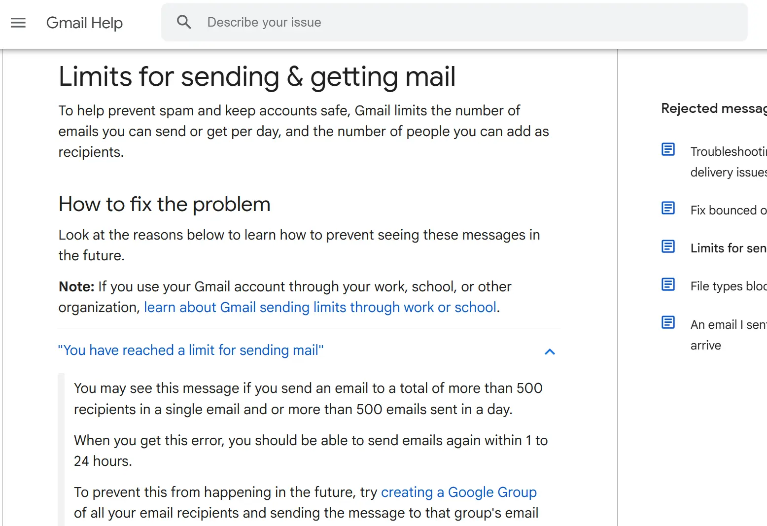Gmail's daily email sending limit for standard accounts.