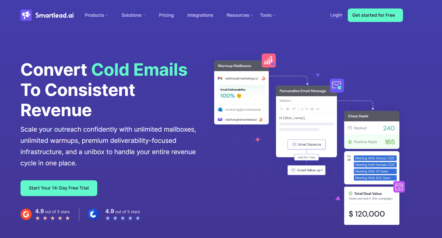 Smartlead is another option if you're sending a large volume of cold emails.