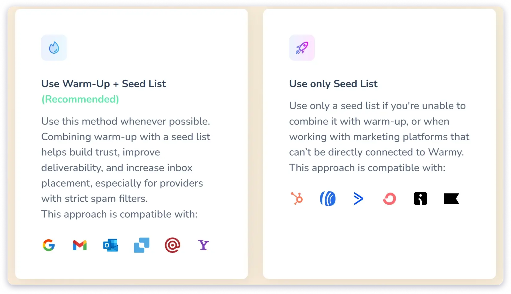 How warmy.io recommends you use Seed List feature.