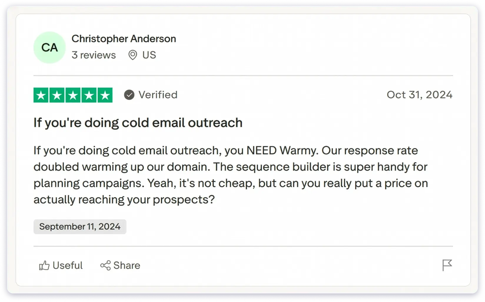 Warmy.io users on Trustpilot share that they had good experience with the platform but the pricing is too expensive.