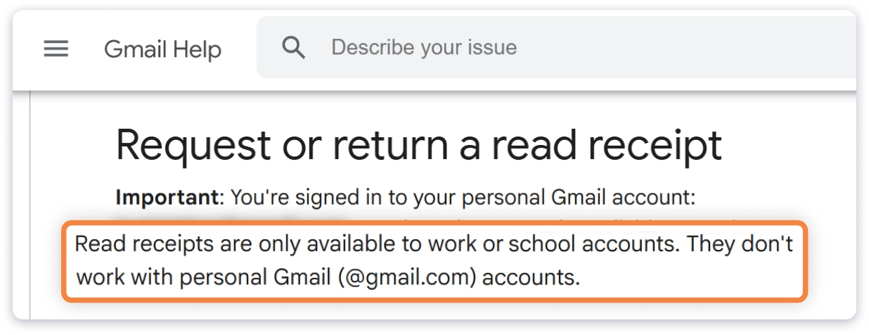 Gmail Help doc - Read Receipts are not available for personal (@gmail.com) accounts.