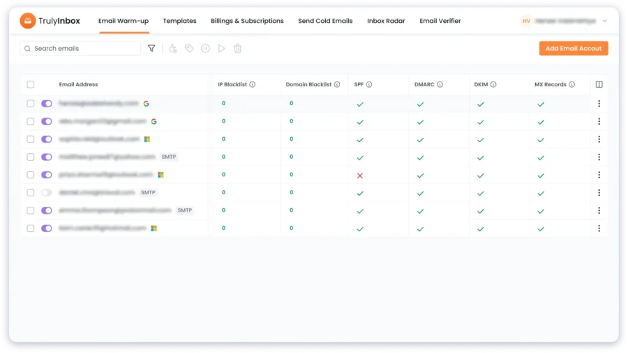 TrulyInbox checks if your SPF, DKIM and DMARC are set up properly. It also checks if your IP and domain are or any know blacklists.