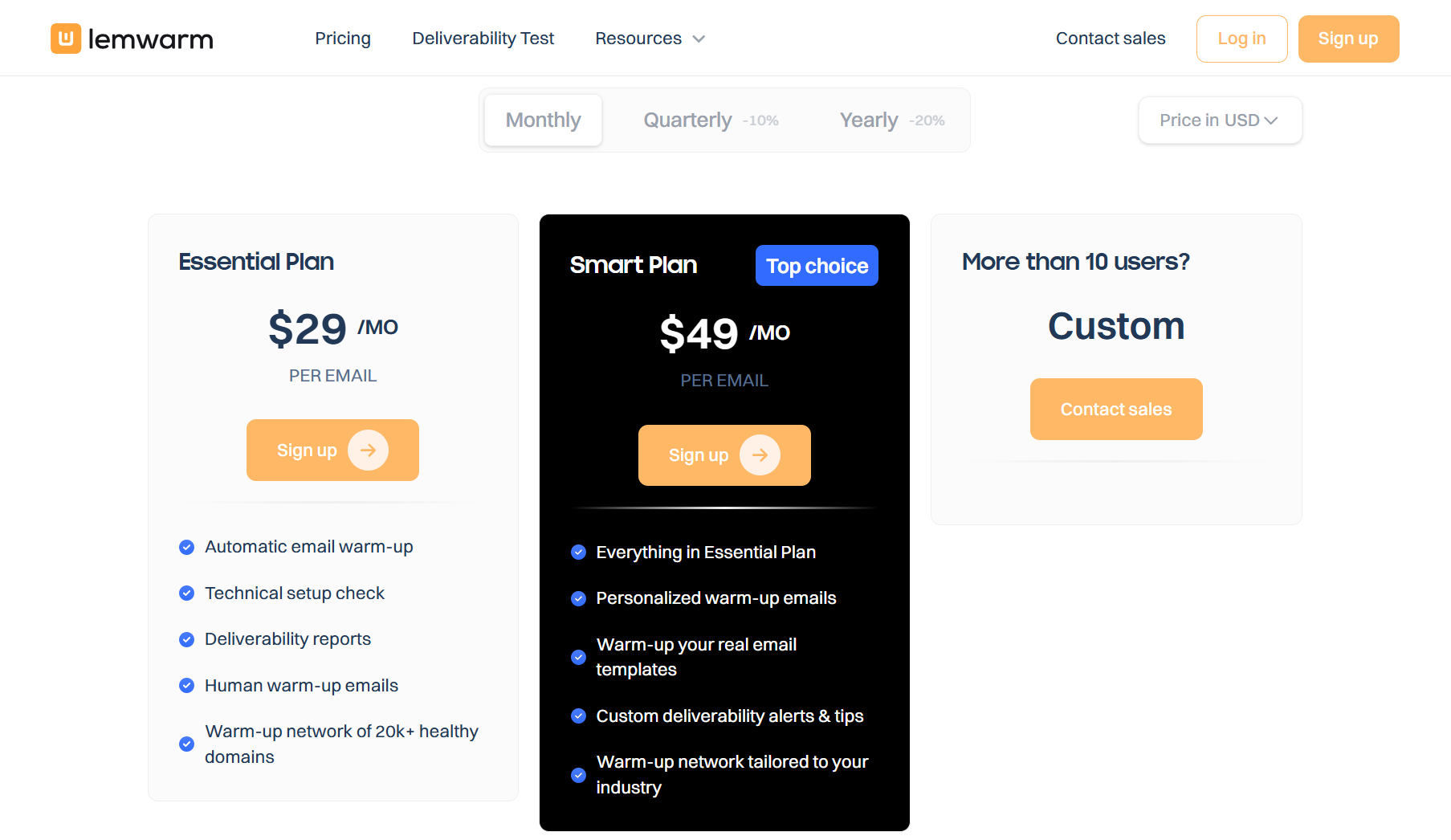 Lemwarm Pricing Plans Monthly Pricing