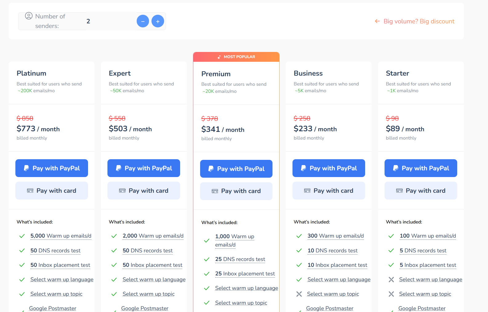 Preimum features in Warmy.io like specific warm up language and warm up topic are available only with the Premium Plan.