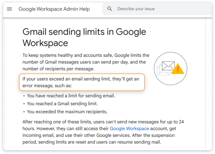 If you exceed Gmail's daily send limit your account will be temporarily blocked.