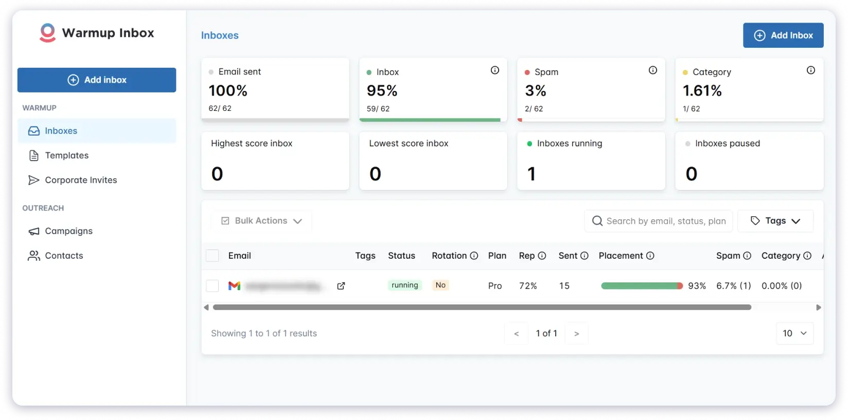 Warmup Inbox helps warm up your email accounts to improve the chances of your emails landing in Inboxes.