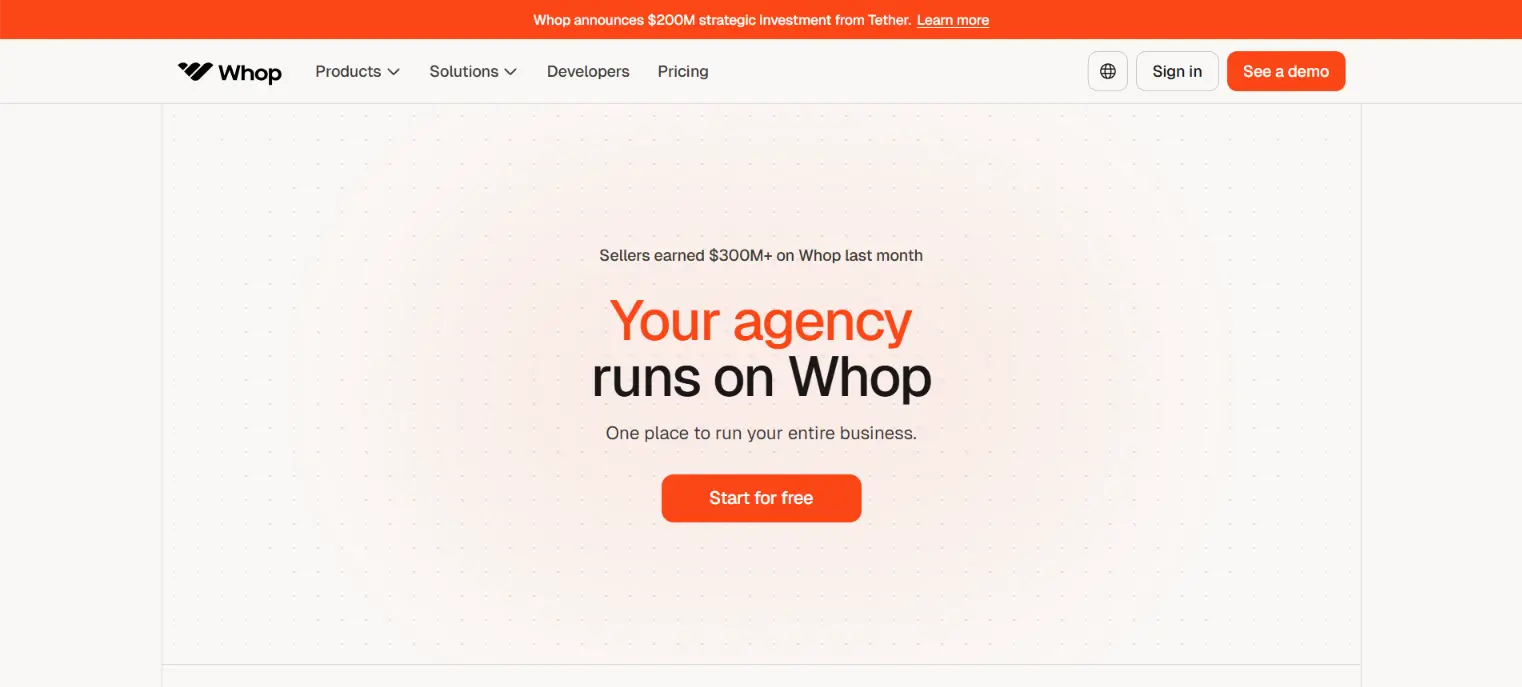 Whop Homepage
