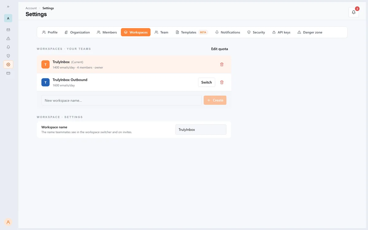 New Workspace Management in TrulyInbox